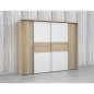 Armoire NARAGO - Décor Chene Sonoma et blanc mat - 2 portes coulissantes + 2 portes battantes - L270 x P61 x H210 cm