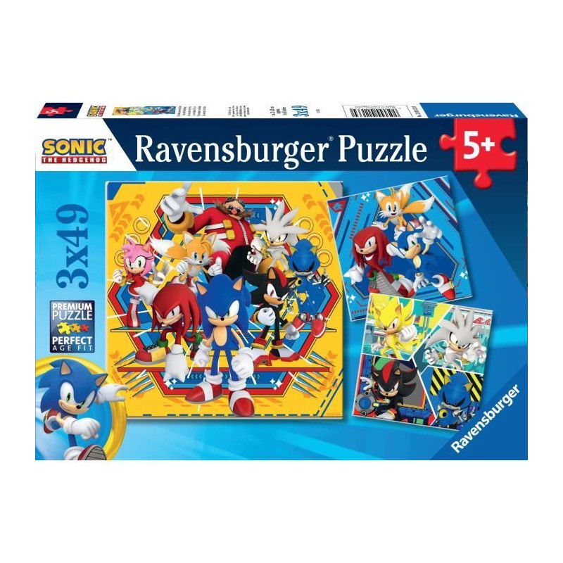 Ravensburger-Puzzles 3x49 pieces - Les aventures de Sonic-4005555011330-A partir de 5 ans