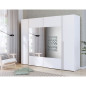 Armoire NARAGO - Décor Blanc mat - 2 portes coulissantes + miroir + 2 portes battantes + 2 penderies - L270 x P61 x H210 cm