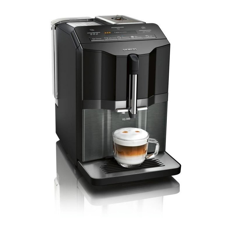 Machine a espresso Auto SIEMENS EQ.300 TI355209RW - Inox foncé et noir lustré - 1300 W - 15 bars - 5 boissons