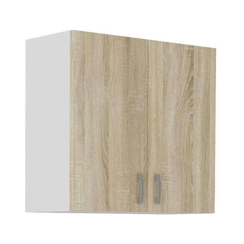 Meuble haut SARA - 2 portes - Décor chene sonoma - L80xP31xH71,5 cm - Fabriqué en Pologne