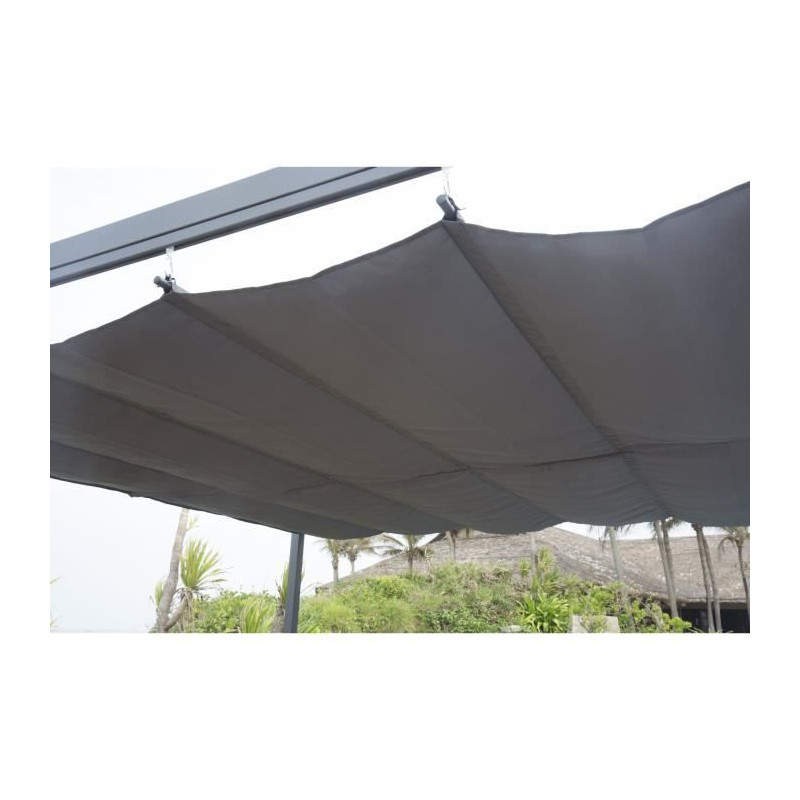 Pergola KIBA avec toit déroulant - Gris - 3 x 3 m