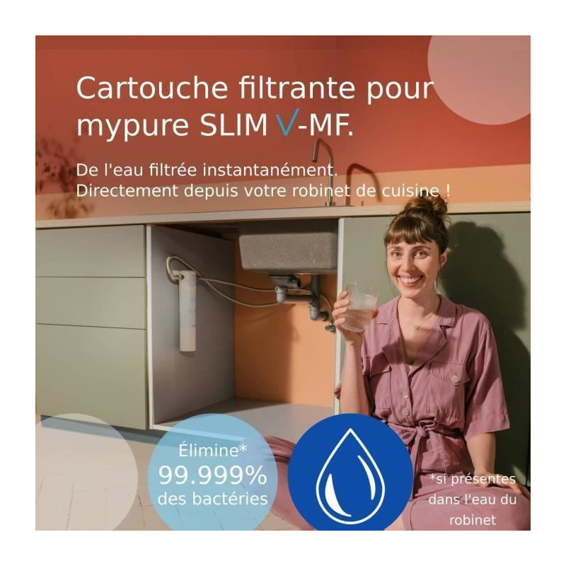 Cartouche filtrante - BRITA - Mypure SLIM V-MF - 8000 L d'eau filtrée / 12 mois - 3 niveaux de filtration