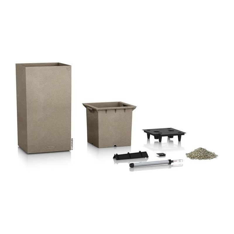 Pot de fleur LECHUZA Canto Stone Colonne 40 - kit complet, beige sable