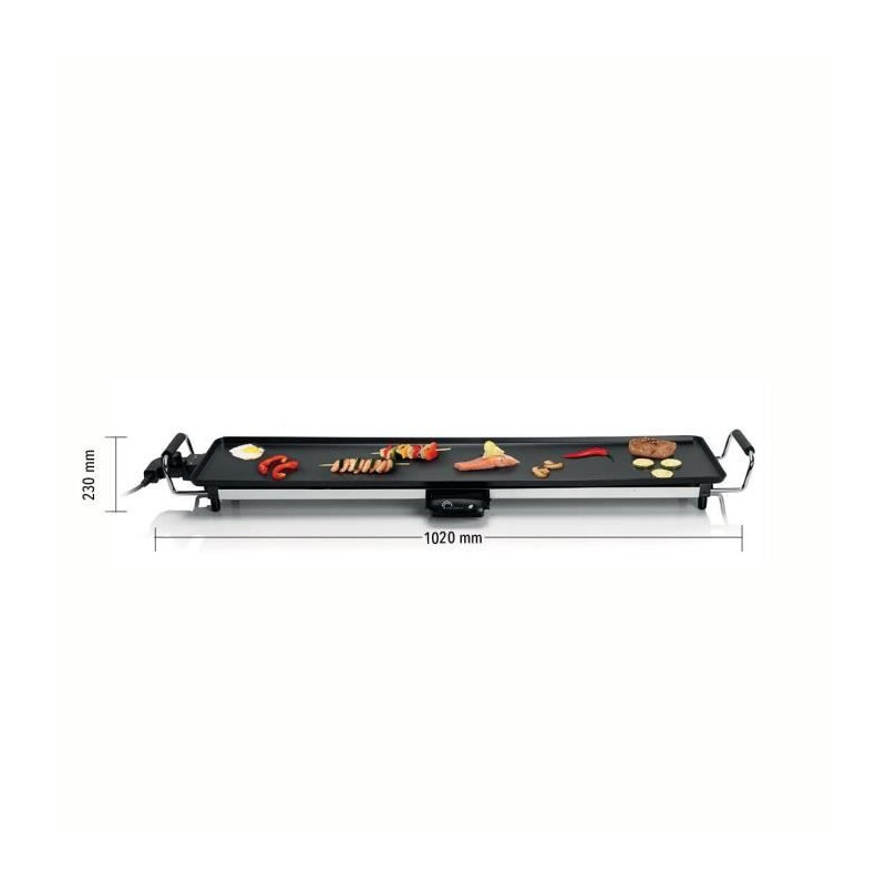 LITTLE BALANCE 8239 Happy Plancha 90, Plancha électrique 8-10 personnes, Plaque XXL anti-adhésive, Tout aliment, 2000W, Noir/I