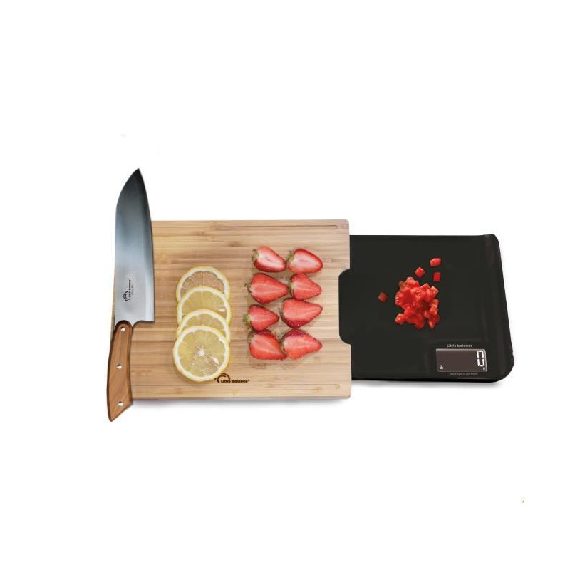 LITTLE BALANCE 8399 Chef 5 Trio USB, Balance de cuisine sans pile, Rechargeable USB, 3 en 1 : Coupez, pesez, versez, 5 kg/1g,