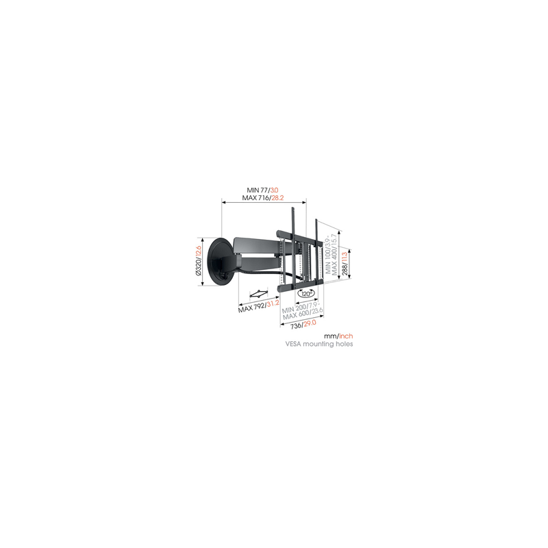 Support mural pour écran plat Vogel s TVM 7655 ORIENTABLE 120 POUR TV DE 40" A 77"