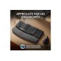 Clavier Logitech Wave Keys clavier ergonomique sans fil, repose poignets rembourre, frappe naturelle et confortable, Easy Switc