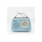 Radio Halterrego Enceinte Radio retro RMS 5W, Bluetooth, Radio FM, lecteur USB, Aux IN, Batterie rechargeable, Bleu gris