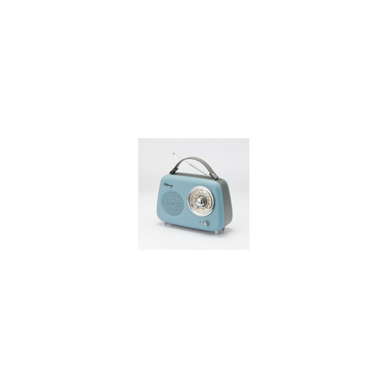 Radio Halterrego Enceinte Radio retro RMS 5W, Bluetooth, Radio FM, lecteur USB, Aux IN, Batterie rechargeable, Bleu gris