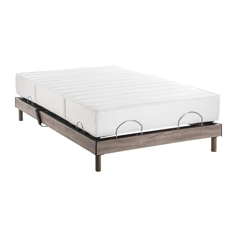 DEKO DREAM Ensemble matelas roulé+sommier relaxation électrique ERGO 6 Physiomax - 140x200 cm - Matelas ressorts ensachés