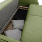 Canapé convertible BARI 3 places - Tissu olive - Coffre de rangement - L215 x H89 x P100 cm