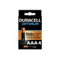 Piles Duracell Pack de 4 piles alcalines AAA Duracell Optimum, 1,5 V LR03