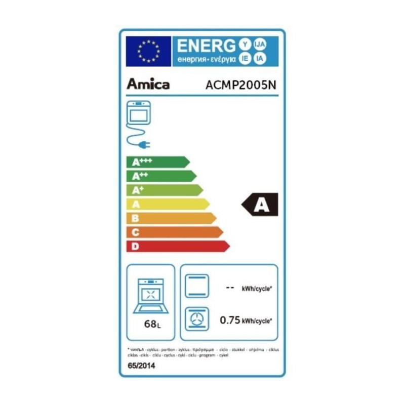 Cuisiniere gaz - AMICA - ACMP2005N - 4 feux - 85,5-90 x 60 x 60 cm - Noir