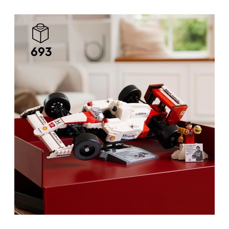 LEGO Icons 10330 McLaren MP4/4 et Ayrton Senna, Set Modele Réduit de Voiture pour Adultes