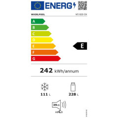 Whirlpool REFRIGERATEUR Combiné, 339L (228L + 111L), 188,8x59,5x66,3cm, Optic Ino WHIRLPOOL - W582DOX