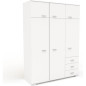 Armoire de chambre contemporaine blanche - COSMOS - L 146 cm - 6 portes, 3 tiroirs