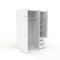 Armoire de chambre contemporaine blanche - COSMOS - L 146 cm - 6 portes, 3 tiroirs