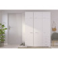 Armoire de chambre contemporaine blanche - COSMOS - L 146 cm - 6 portes, 3 tiroirs