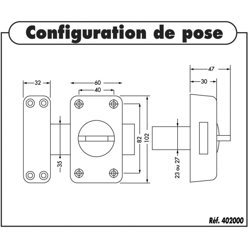 Verrou à bouton 4000S Omega cylindre de 45mm JPM 402000 51 0AFB