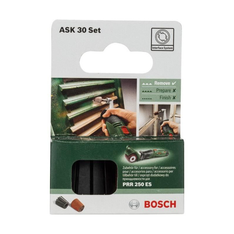 Set porte-manchon et manchon abrasif Bosch - (Accessoire pour Texoro, Grain 80, Largeur 30mm, Conique)