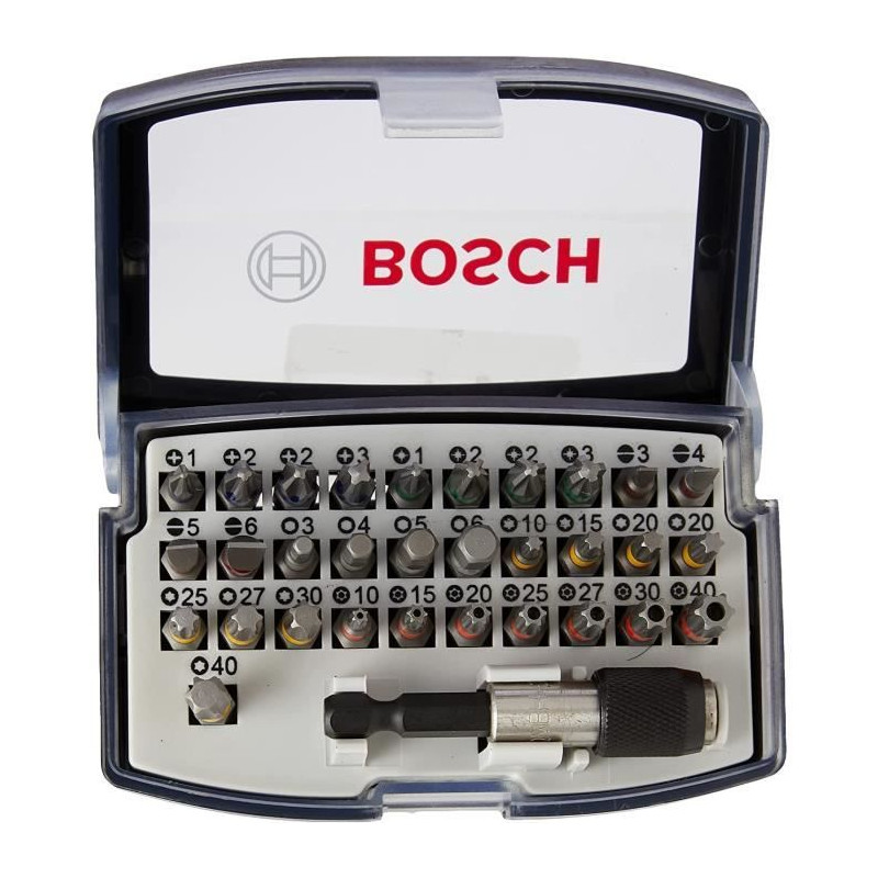 Jeu d'embouts de vissage BOSCH PROFESSIONAL 32 pieces (embout de vissage extra dur, accessoires pour perceuse-visseuse et tourne