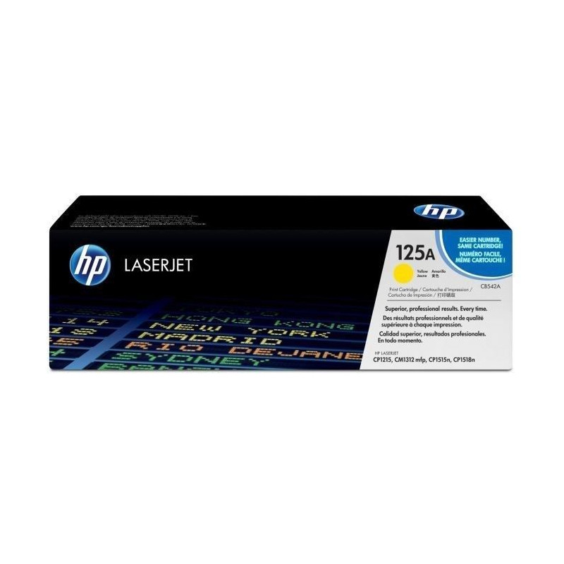 TONER HP 125A (CB542A) jaune - cartouche authentique pour imprimantes HP Color LaserJet CP1215/CP1515/CP1518/CM1312MFP