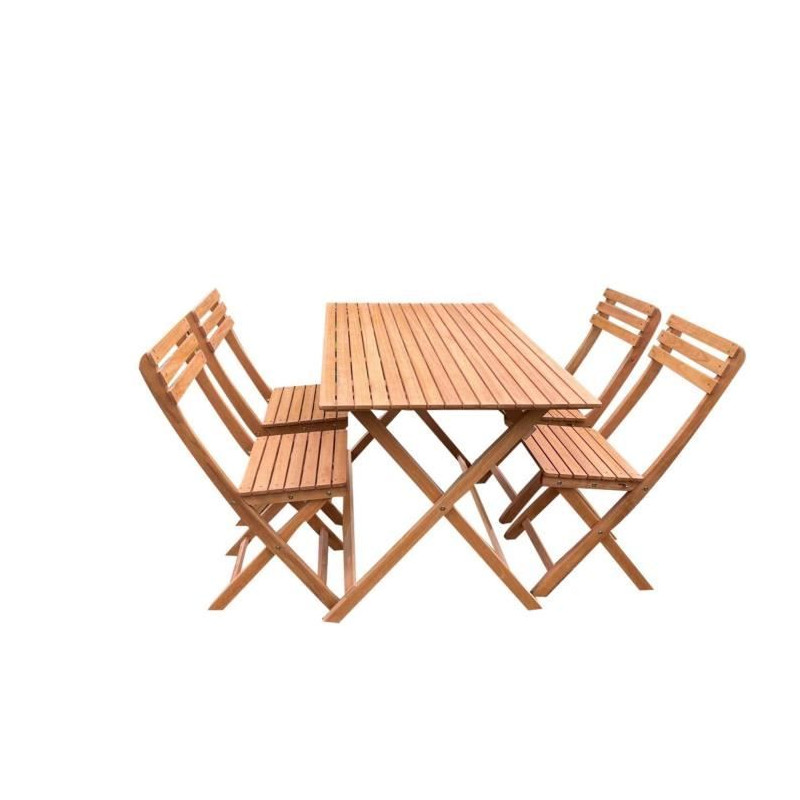 Ensemble repas de jardin en bois d'eucalyptus FSC - 4 personnes