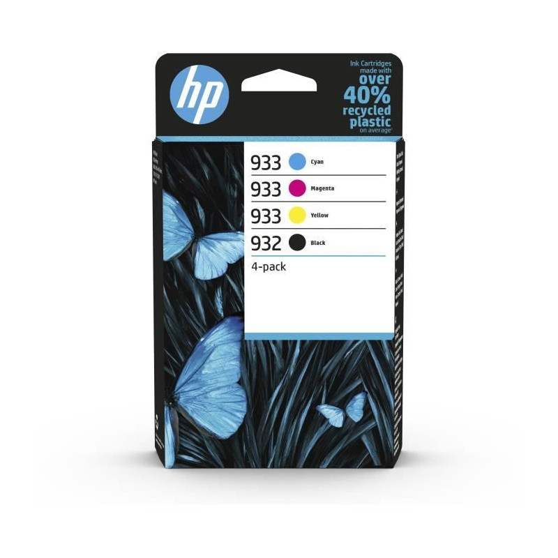 Pack de 4 cartouches d'encre Authentiques Noir, Cyan, Magenta, Jaune 932/933 6ZC71AE - HP -