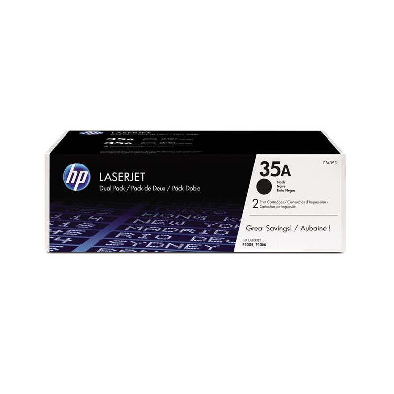 Pack 2 toners HP 35A noir authentique pour imprimantes LaserJet P1005/P1006