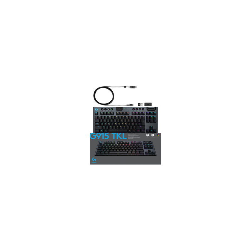 Clavier Logitech Clavier gaming sans fil Logitech G915 Lightspeed TKL Tactile mécanique RGB Bluetooth