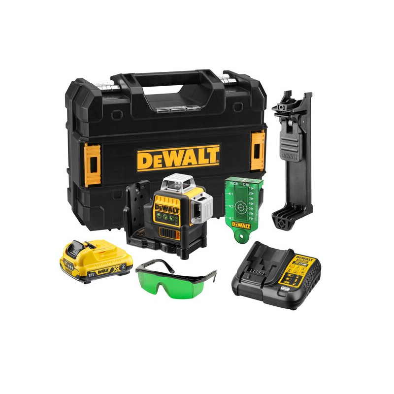 Niveau laser multilignes vert 10,8V XR + 1 batterie 2Ah + chargeur DEWALT DCE089D1G QW