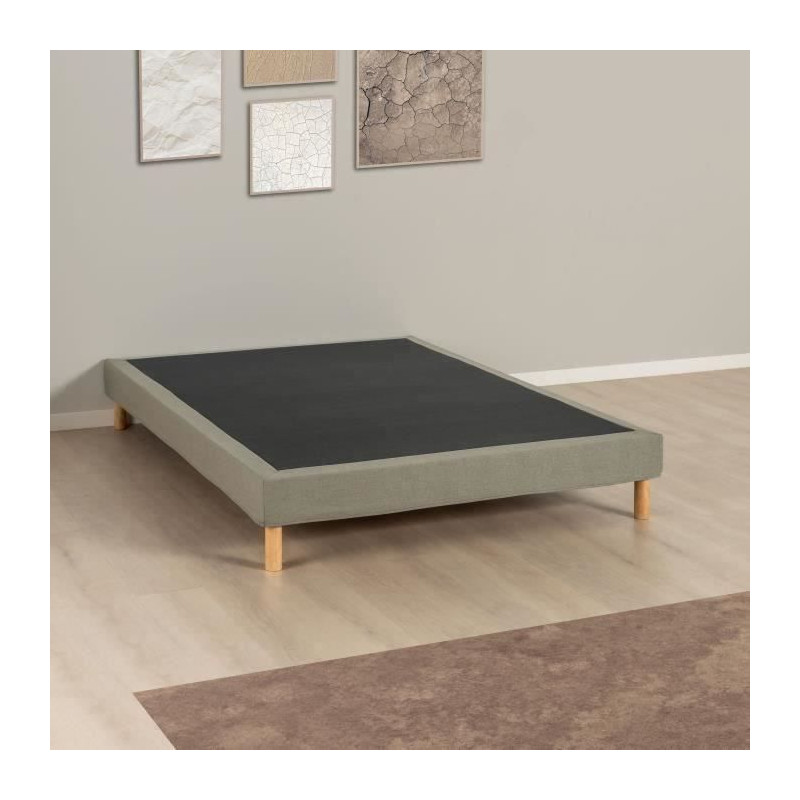 Sommier tapissier - 160x200 cm - Vert olive - Kit - DEKO DREAM Eazyx