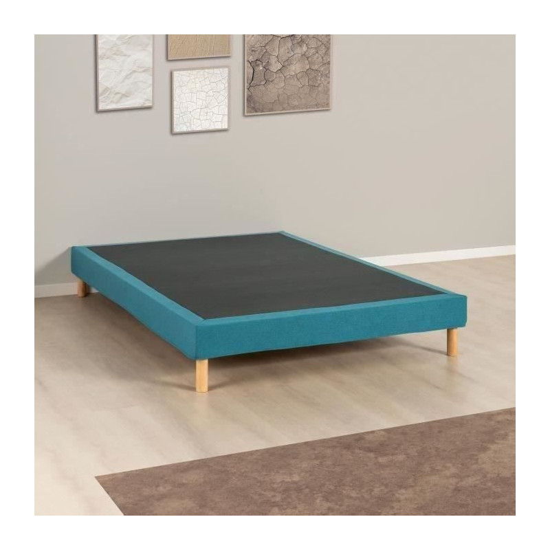 Sommier tapissier - 140x190 cm - Bleu turquoise - Kit - DEKO DREAM Eazyx