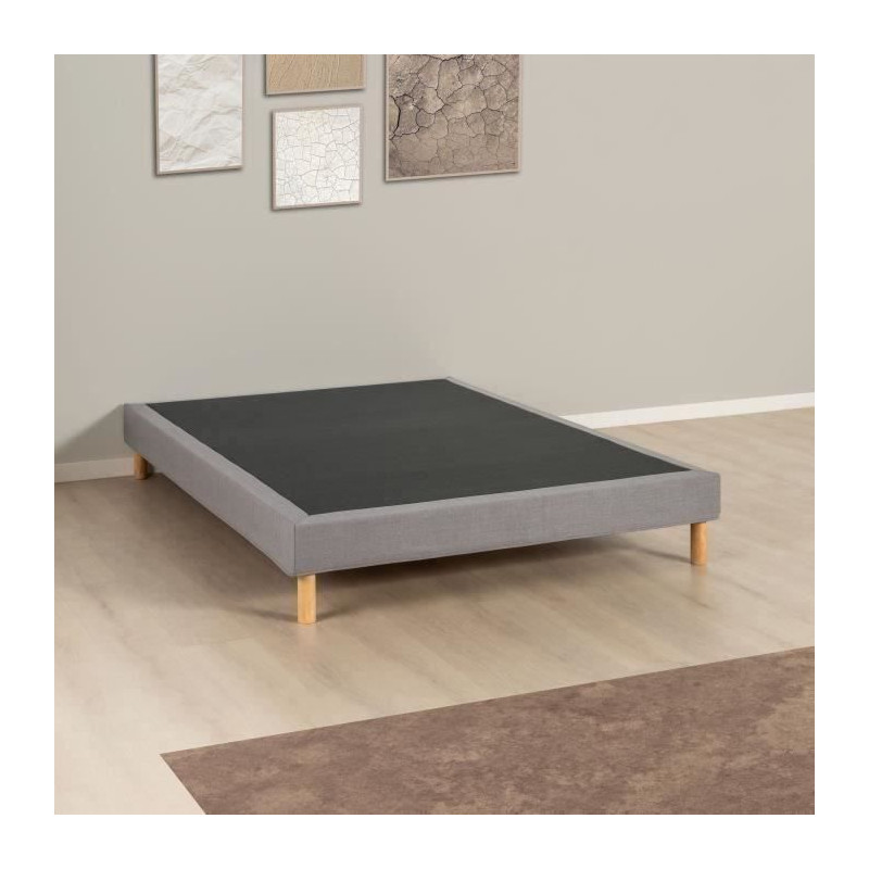 Sommier tapissier - 160x200 cm - Gris clair - Kit - DEKO DREAM Eazyx