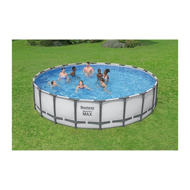 Kit Piscine hors sol tubulaire BESTWAY - Steel Pro Max™ - 610 x 132 cm - Rectangulaire (Inclus filtre a cartouche + échelle +