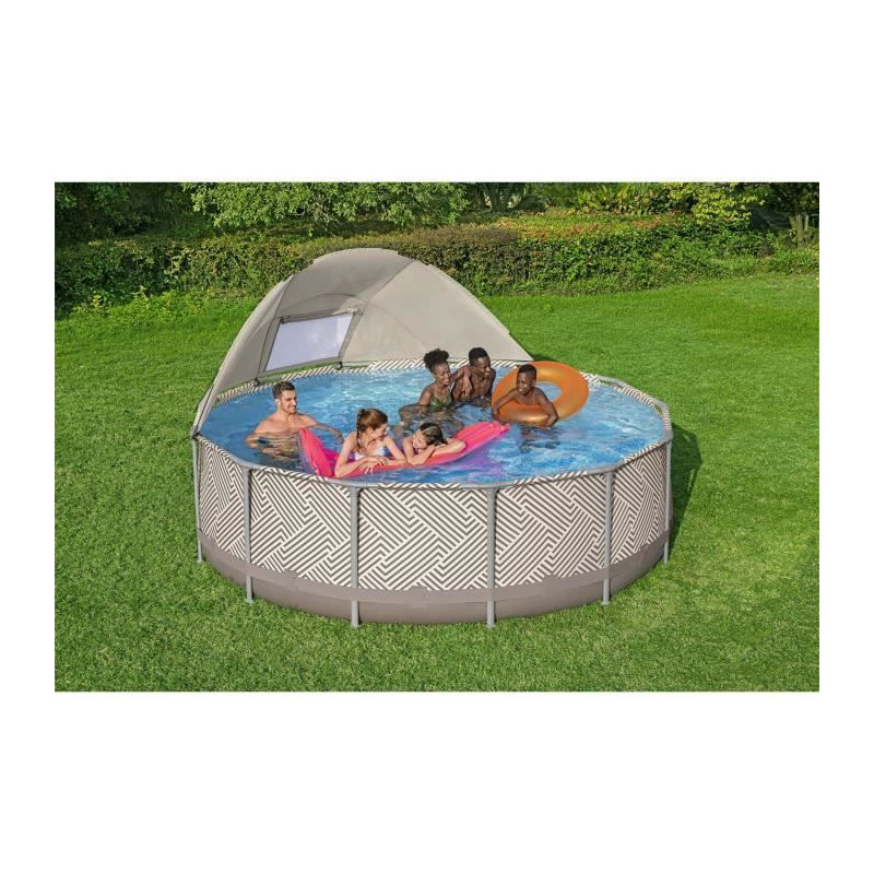 Kit Piscine hors sol tubulaire BESTWAY Steel Pro Max™ 396 x 107 cm - Ronde (Avec filtre a cartouche, auvent, bâche, échelle)