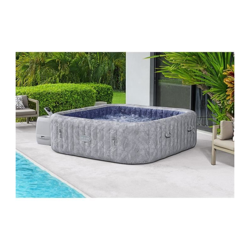 Spa gonflable BESTWAY - Lay-Z-Spa San Francisco Hydrojet Pro - 230 x 230 x 71 cm - 5/7 places - Carré (bâche, une cartouche)