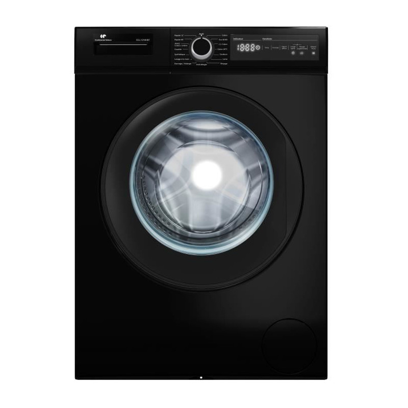 Lave-linge hublot CONTINENTAL EDISON CELL12140IBT - 12 kg - Largeur 59,6 cm - Classe A - 1400 trs/min - moteur induction - noir