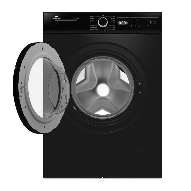 Lave-linge hublot CONTINENTAL EDISON CELL7140IB - 7kg - Largeur 59,6 cm - Classe A - 1400 trs/min - moteur induction - noir mat