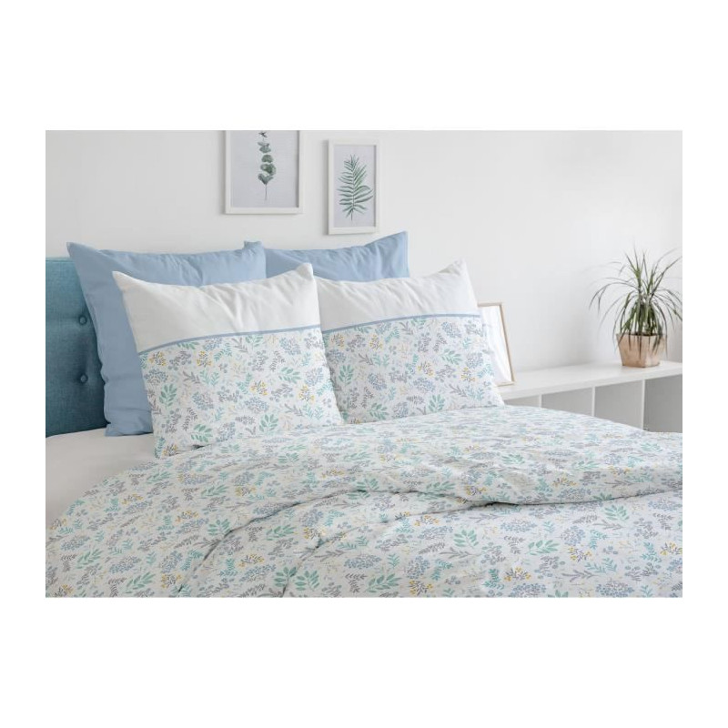 Parure de couette HOME LINGE PASSION Adonis - 3 Pcs - 220 x 240 - 100% Coton 57 Fils - Bleu