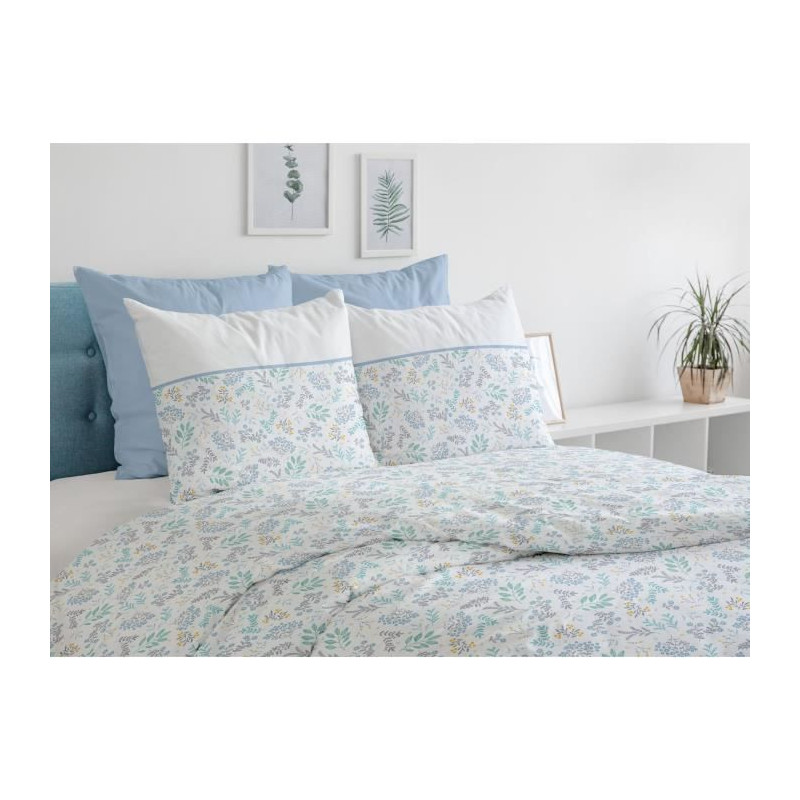 Parure de couette HOME LINGE PASSION Adonis - 3 Pcs - 240 x 260 - 100% Coton 57 Fils - Bleu