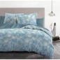 Parure de couette HOME LINGE PASSION Tempete Florale - 3 Pcs - 220 x 240 - 100% Coton 57 Fils - Bleu