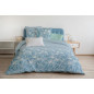 Parure de couette HOME LINGE PASSION Tempete Florale - 3 Pcs - 220 x 240 - 100% Coton 57 Fils - Bleu