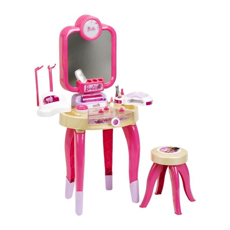 Jouet de beauté - KLEIN - Centre de beauté Barbie Happy Vibes - Complet avec de nombreux accessoires et lumiere.