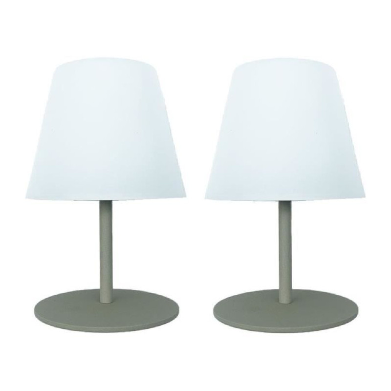 Set de 2 lampes de table sans fil - LUMISKY - TWINS - Olive - H16 cm - LED