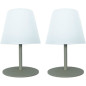 Set de 2 lampes de table sans fil - LUMISKY - TWINS - Olive - H16 cm - LED