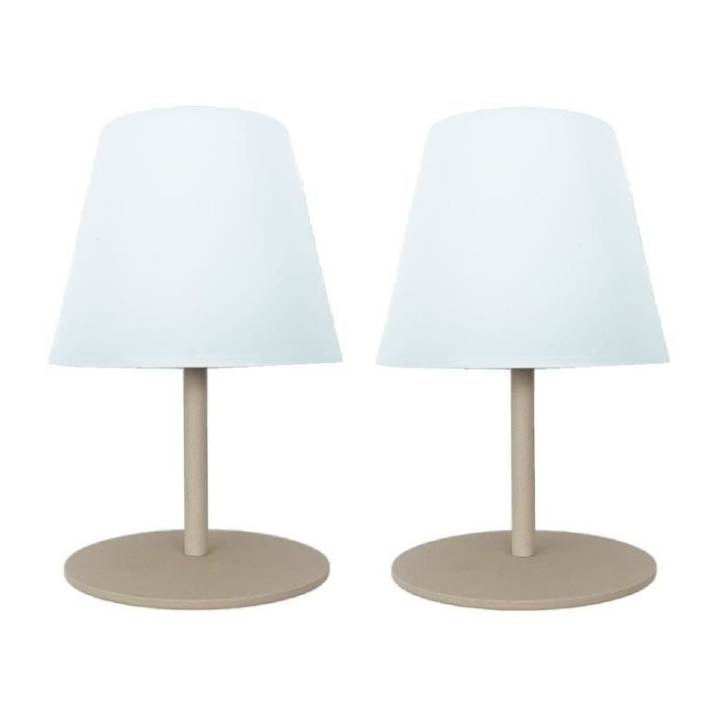 Set de 2 lampes de table sans fil - LUMISKY - TWINS - Cream - H16 cm - LED