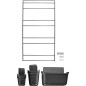 Jardiniere murale - Kit support mural + 3 pots (0,9L) + 2 pots (2,5L) + 1 jardiniere (5,4L) - Noir - H84 x L48cm - NATURE