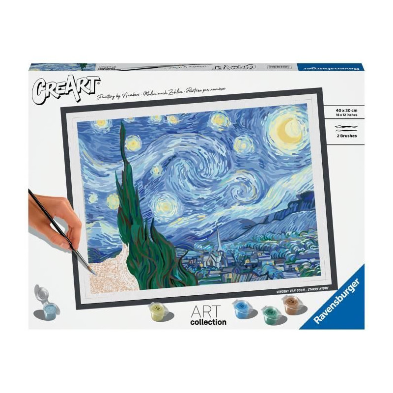 CreArt grand format 30x40 cm Van Gogh, La nuit étoilée, Des 14 ans, 23518, Ravensburger